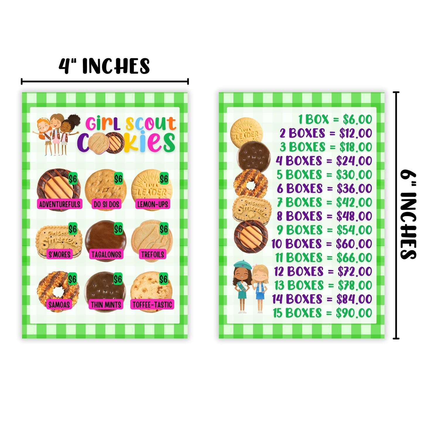 Scout Cookie Price List Reference Girl Cookie Booth Lanyard | 5 pk 4x6” in Clear Sleeve with Green Lanyard Sales Tracker Sold Here Cookies Stop Sign Door Hanger