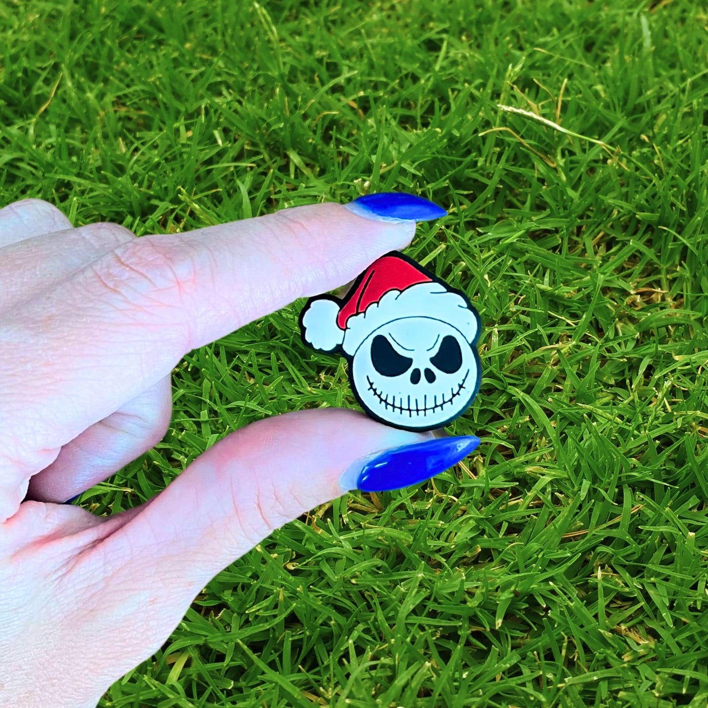 Santa Hat Skeleton Jack Halloween Christmas Skelling Silicone Focal Bead | 12pk