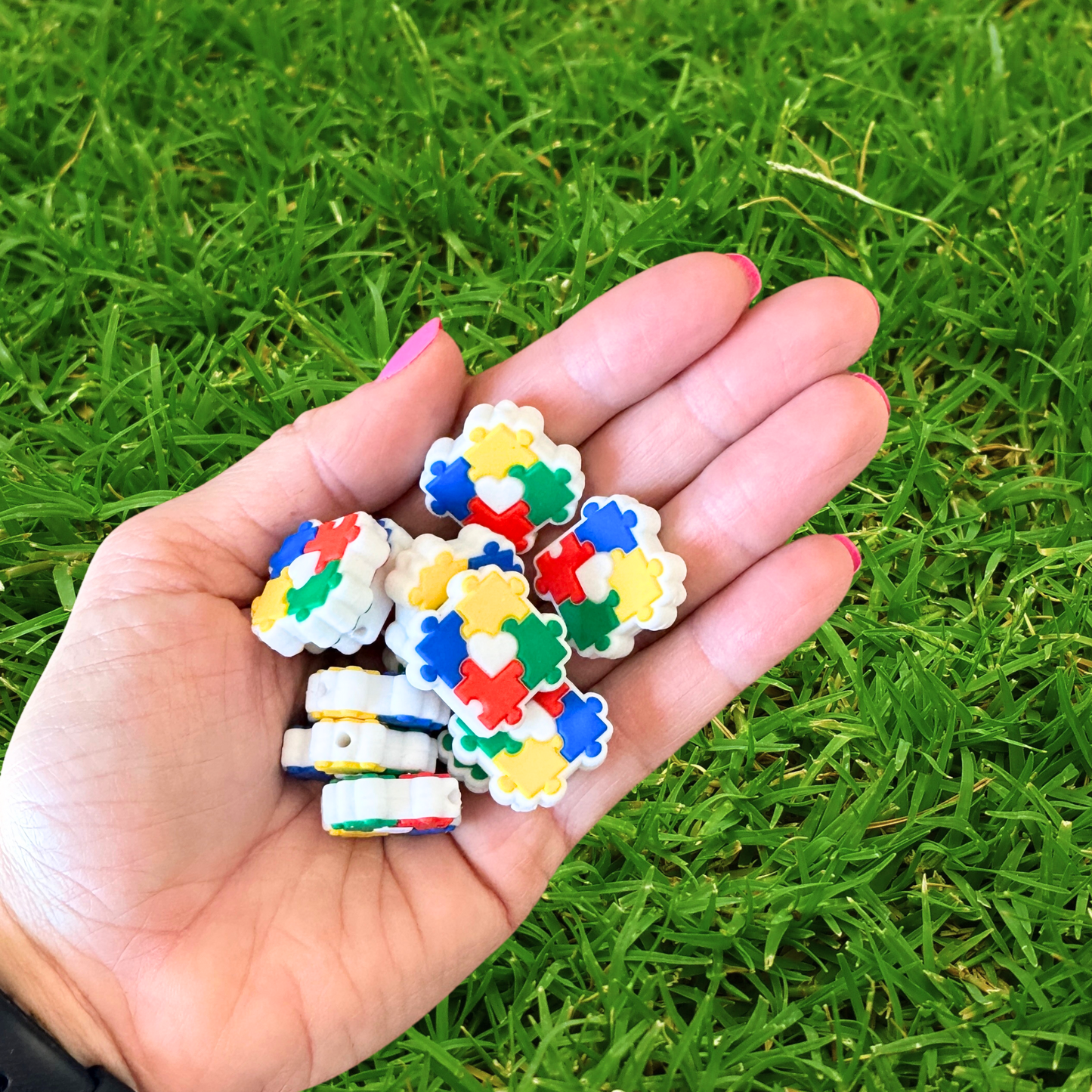 Autism Awareness Puzzle Silicone Focal Beads | 12 Pc Pack