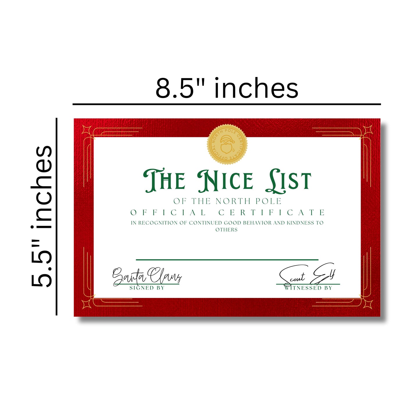 Nice List Official Certificate | 25pk | 5.5” x 8.5”