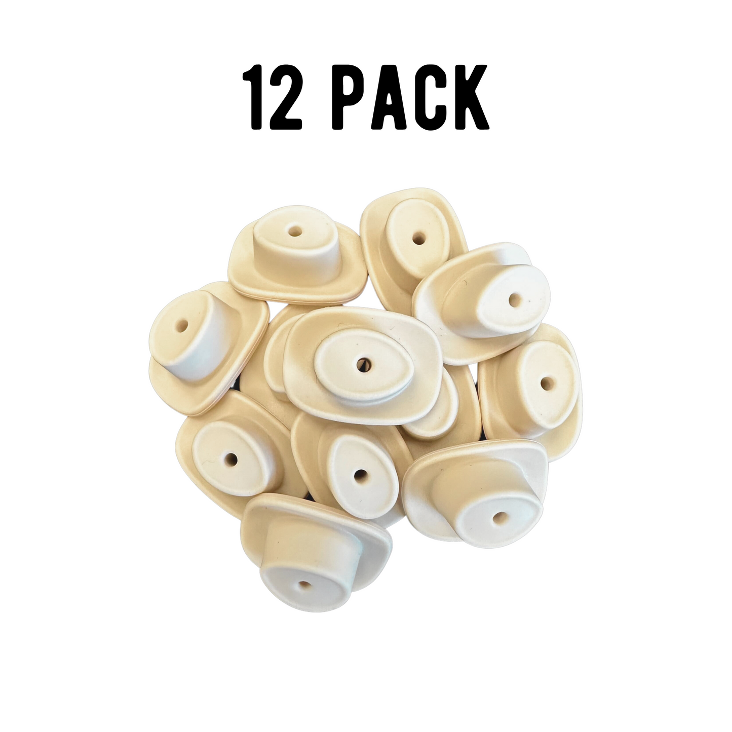 Cream Cowboy Hat Silicone Bead | 12 pk