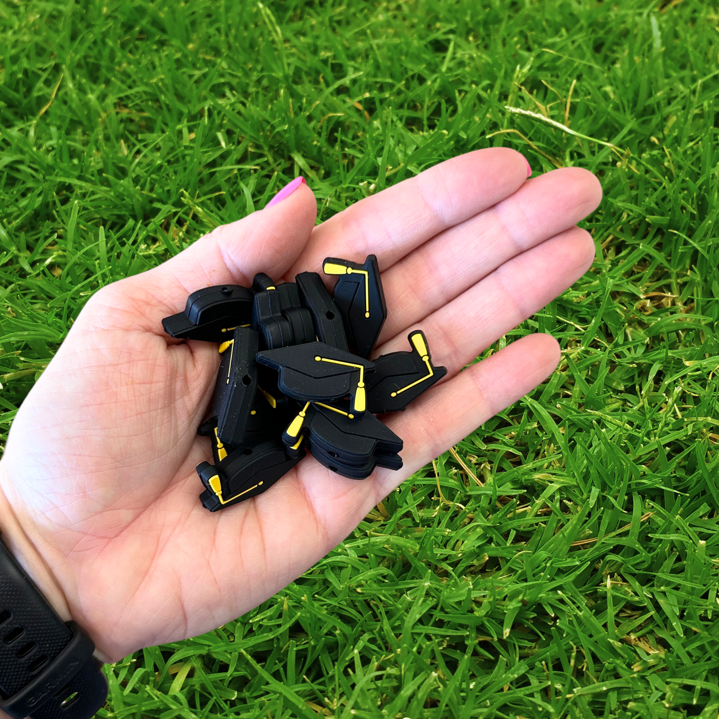 Graduation Cap with Tassel Silicone Focal Bead | 12 pack