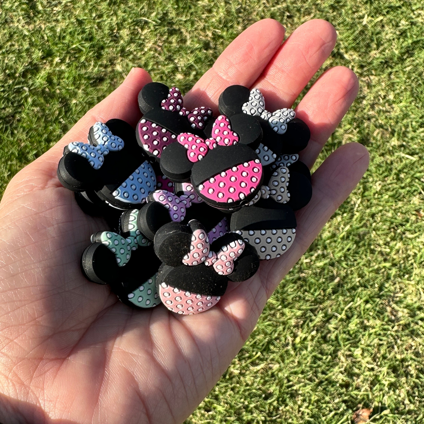 Mouse Ears Assorted Colors Focal Beads Silicone | 12 pk