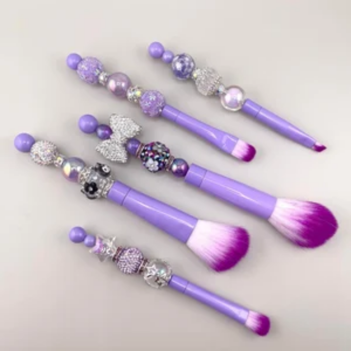 Purple Beadable Makeup Brushes Set of 5
