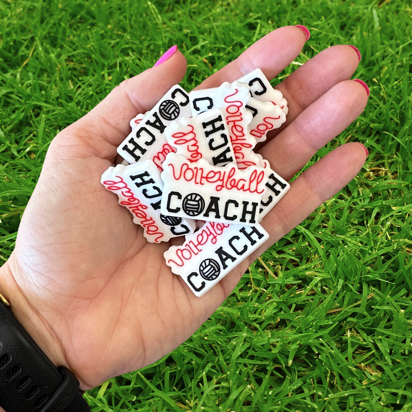 Volleyball Coach Silicone Focal Bead | 12 pack