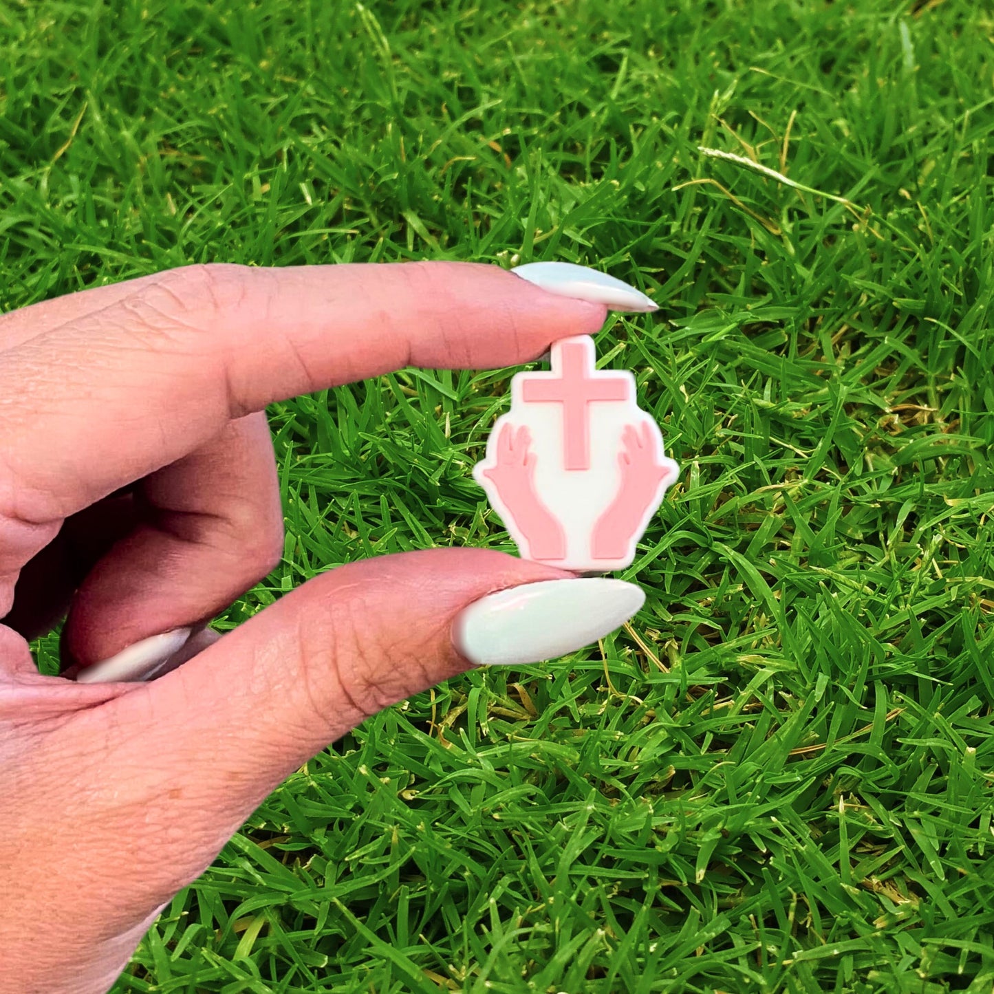 Cross with Praying Hands Christian Religious Bible Silicone Beads | 12pk