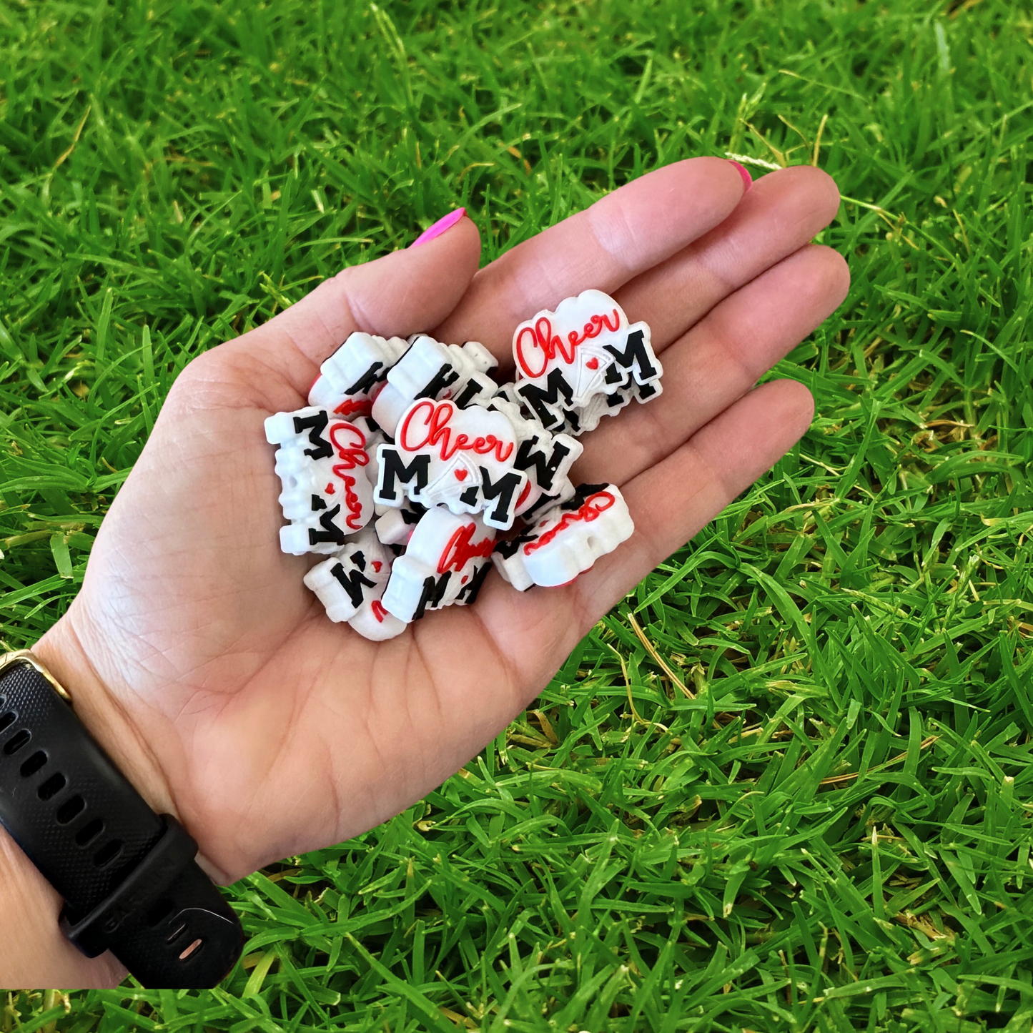 Cheer Mom Silicone Focal Bead | 12 pack