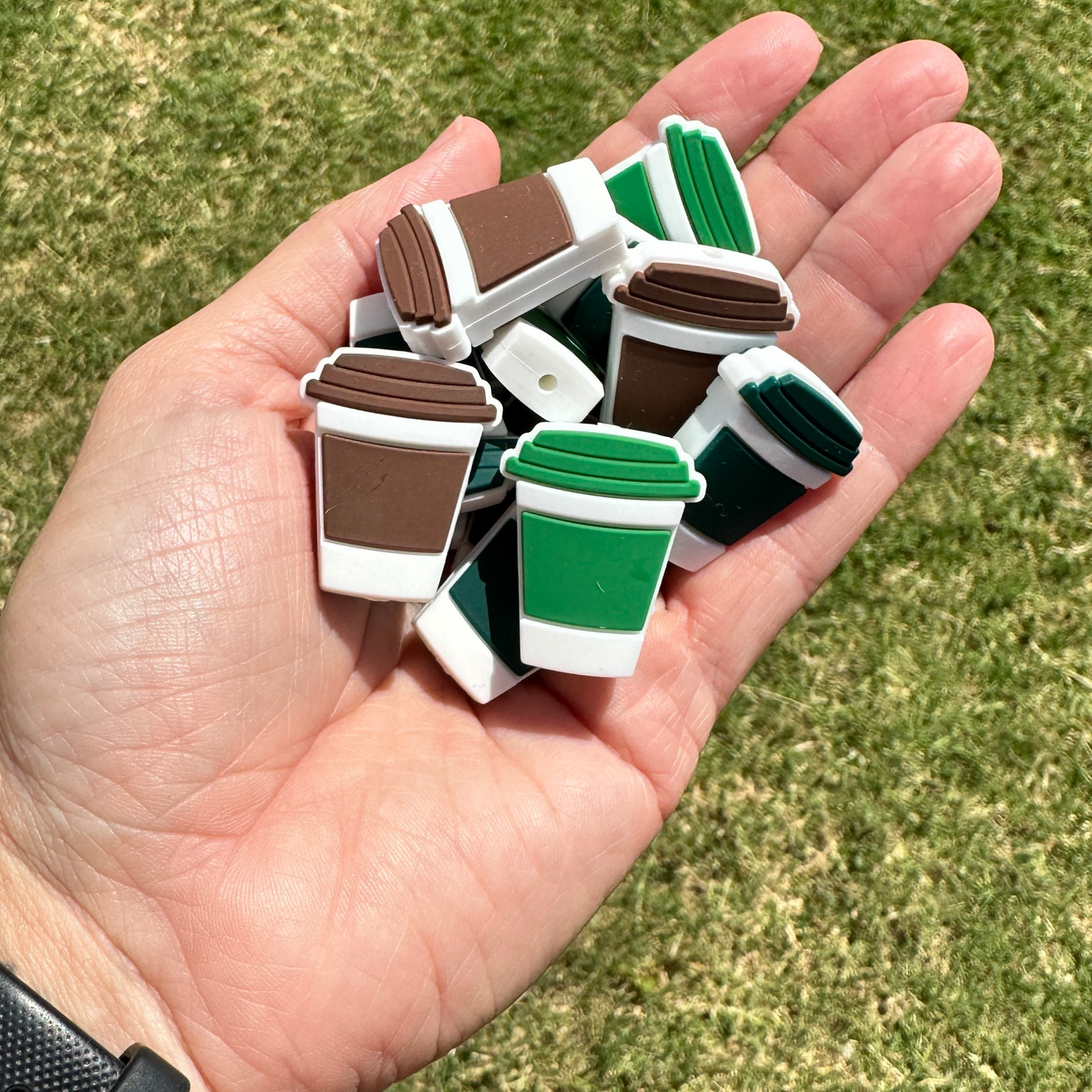 Coffee Cup Mixed Focal Beads Silicone | 12 pk