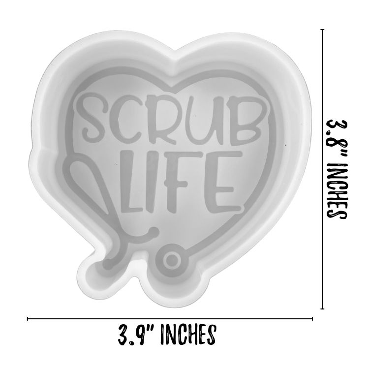 Scrub Life Nurse Heart Stethoscope Silicone Mold