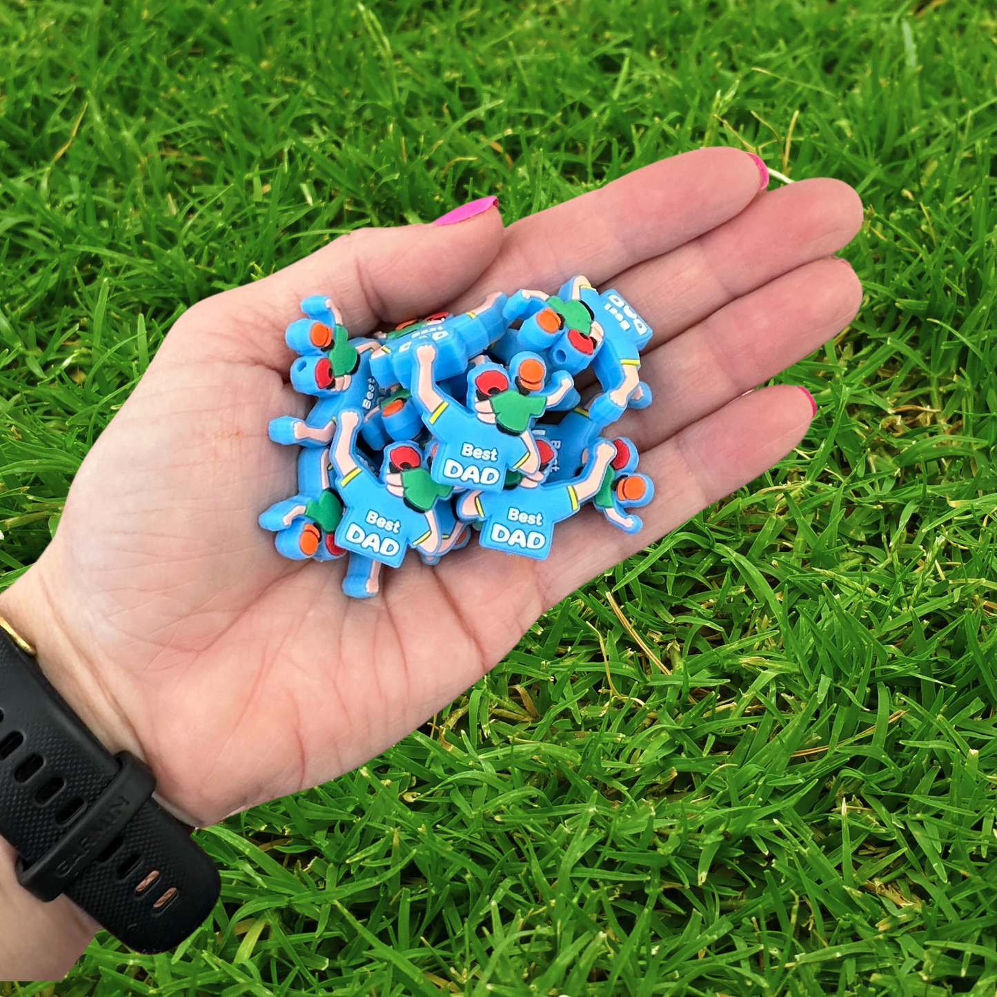 Best Dad Silicone Focal Bead | 12 Pack