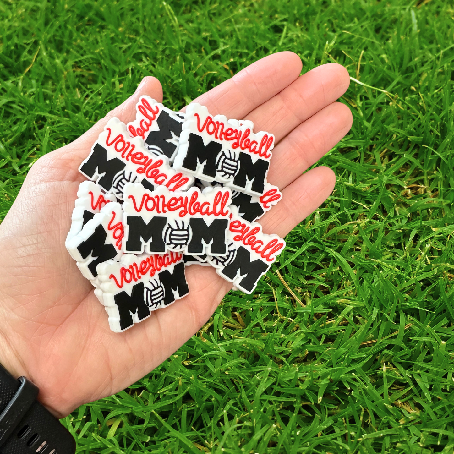 Volleyball Ball Mom Silicone Focal Bead | 12 Pack