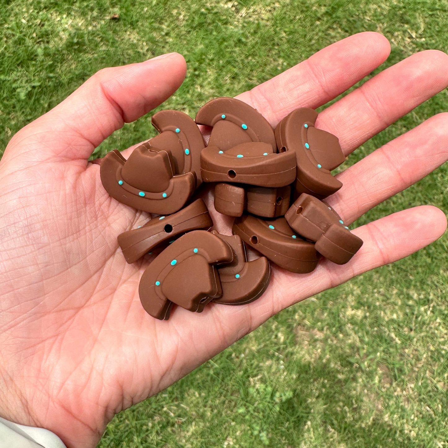 Cowboy Hat with Turquoise Silicone Bead | 12 pk