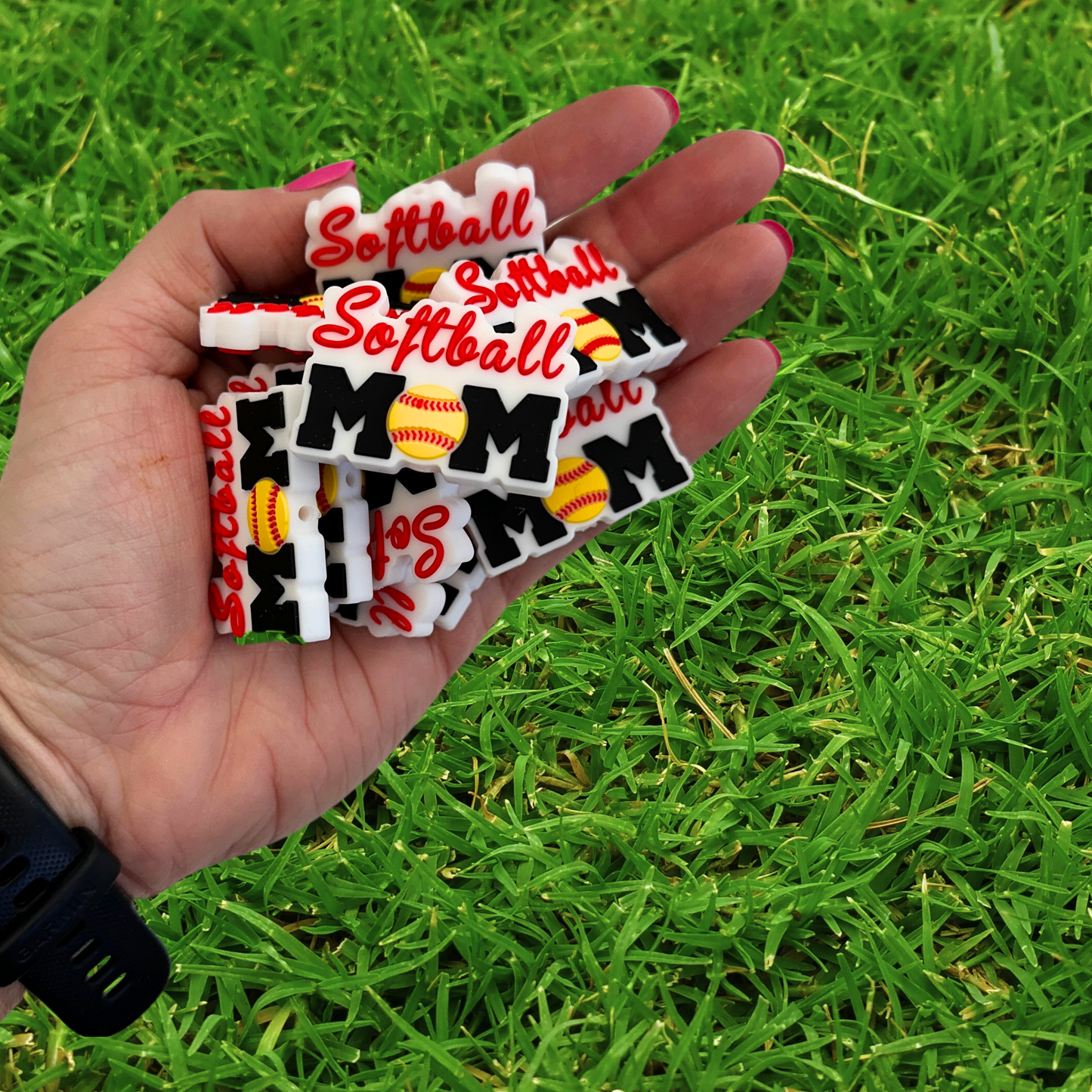 Softball Mom Silicone Focal Bead | 12 Pack