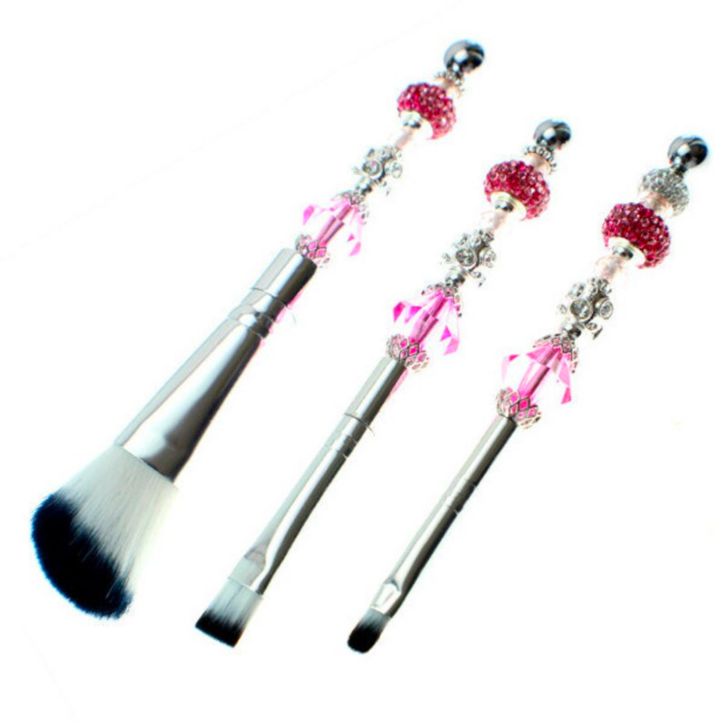 Silver Beadable Makeup Brushes | Set of 5