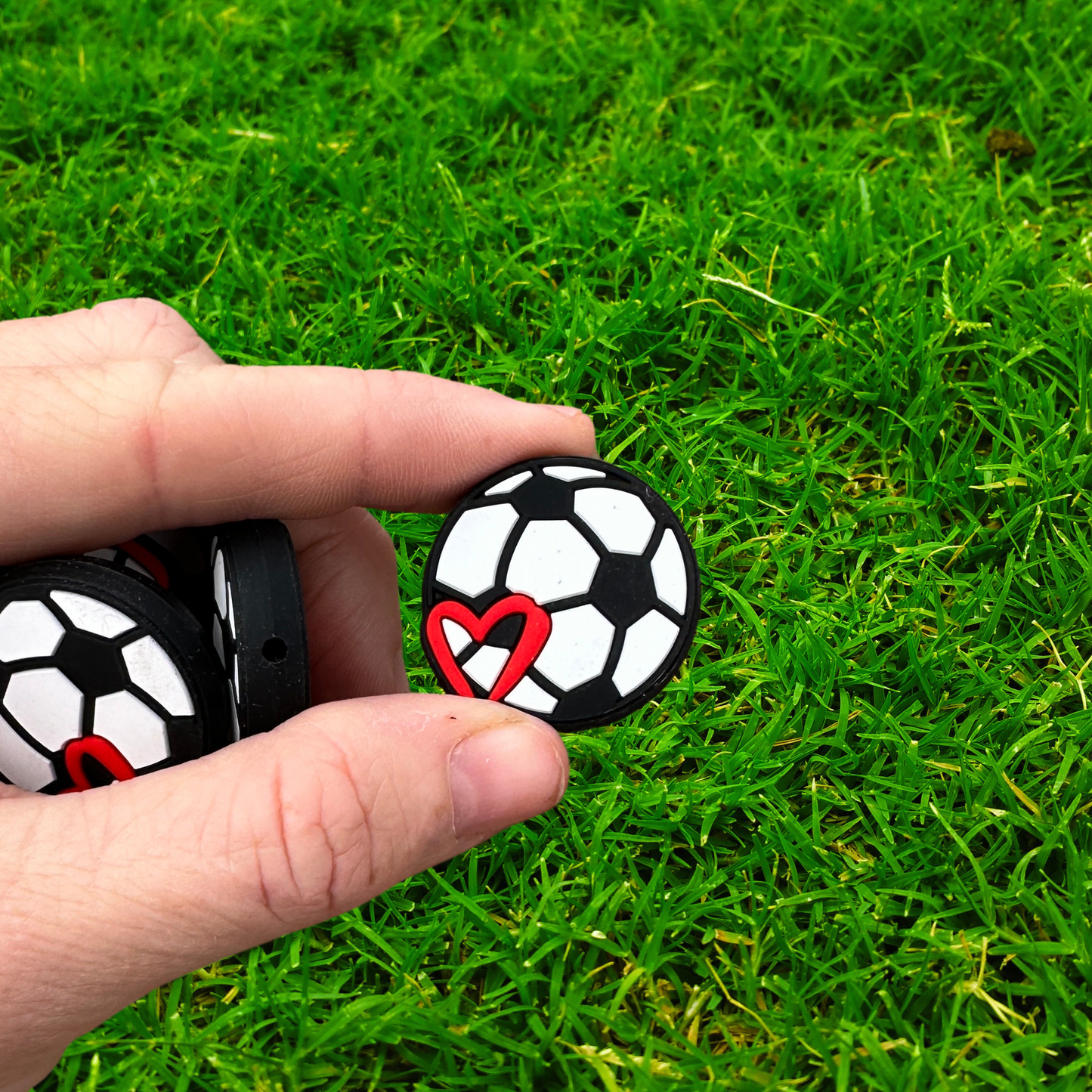 Soccer Ball with Heart Silicone Bead| 12 pk