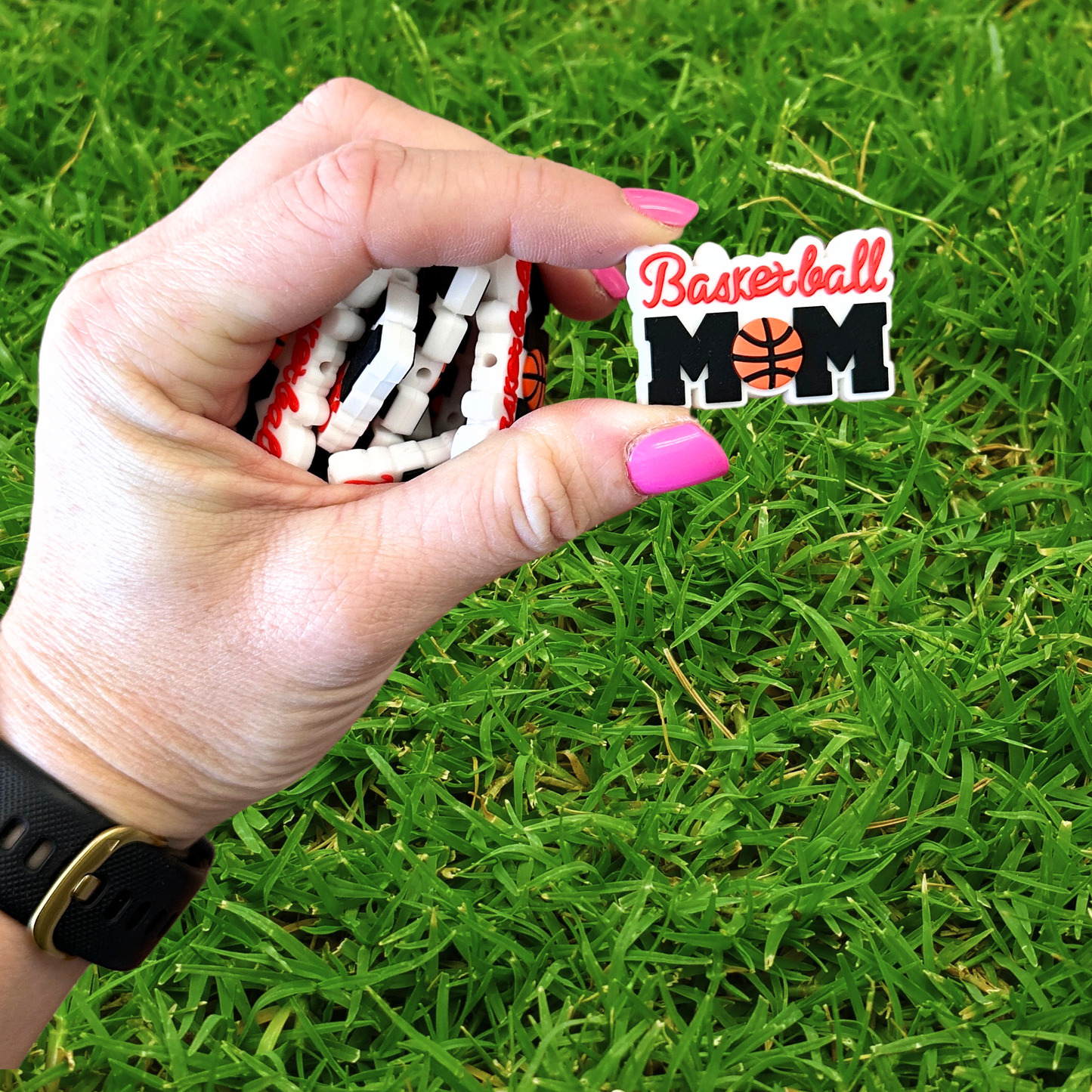 Basketball Mom Silicone Focal Bead | 12 Pack