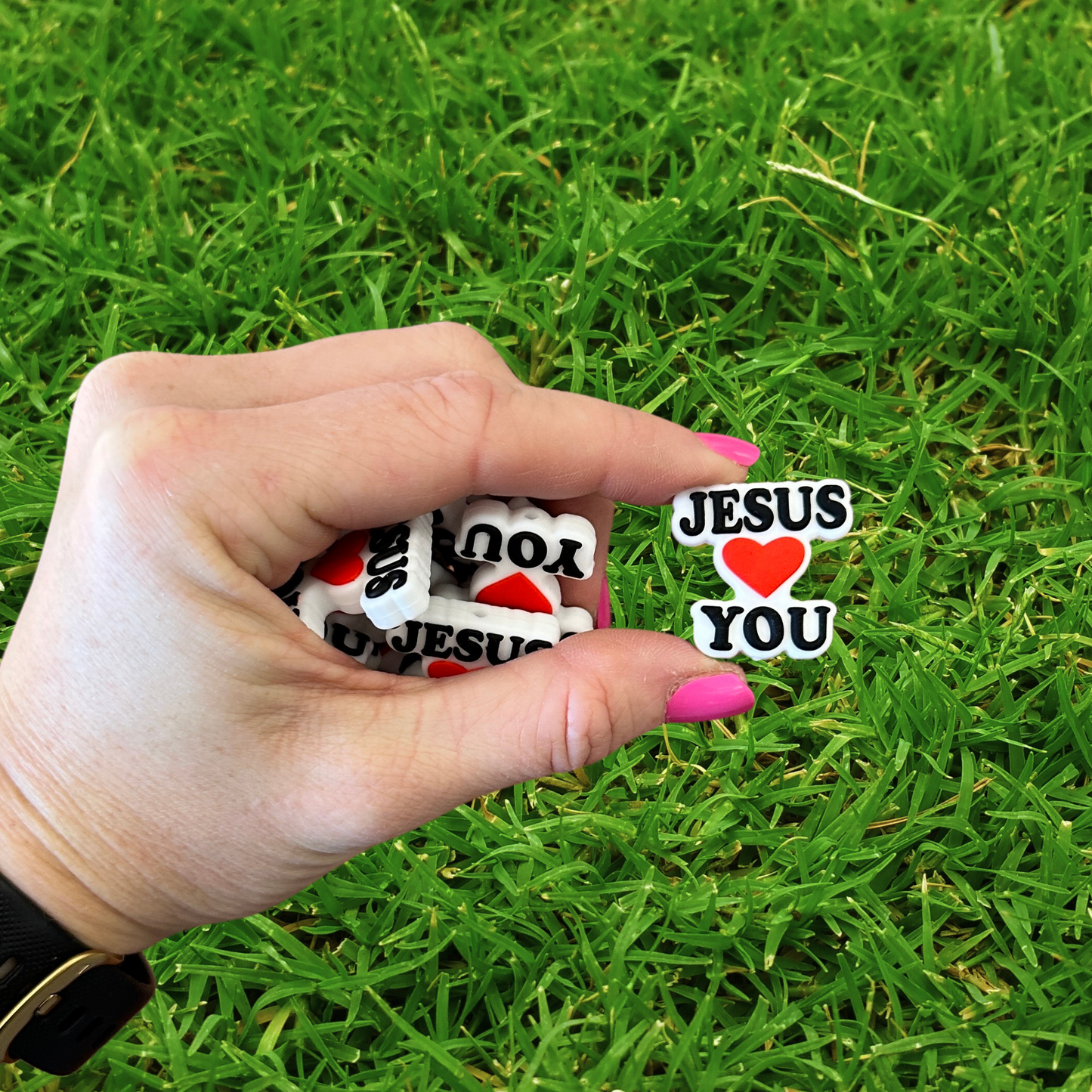 Jesus Loves You Silicone Focal Bead | 12 pack