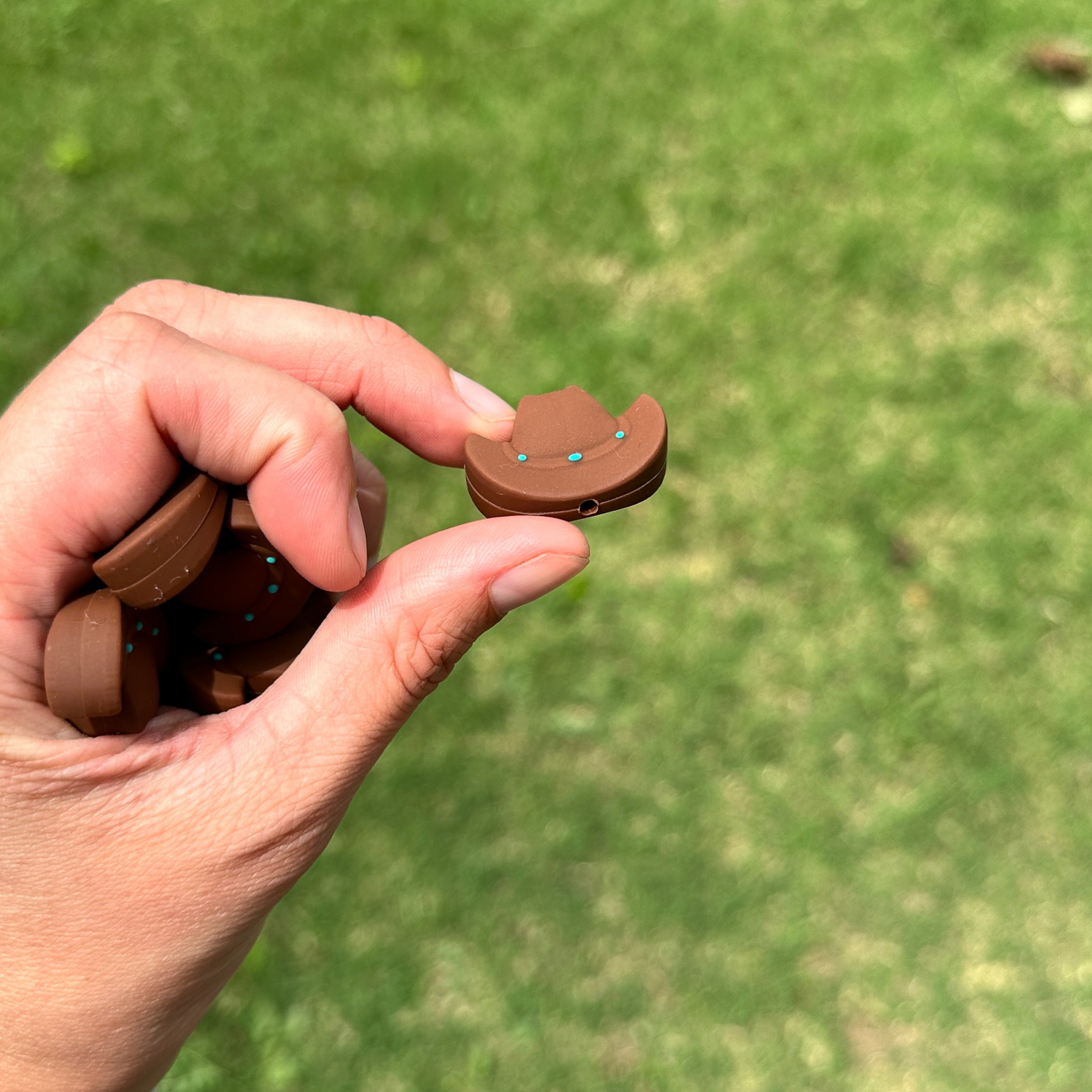 Cowboy Hat with Turquoise Silicone Bead | 12 pk