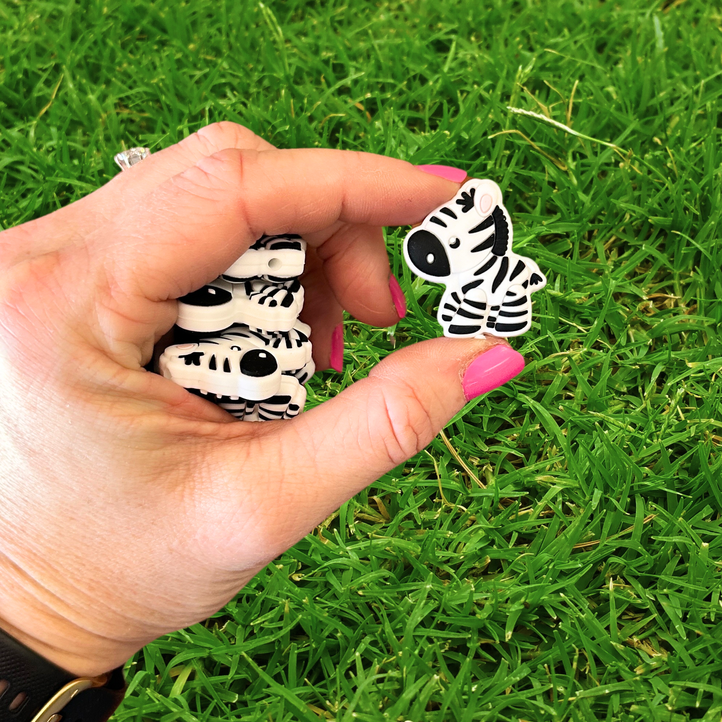 Zebra Silicone Focal Beads | 12 Pack