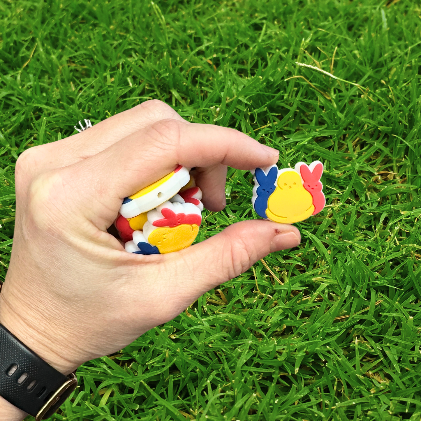 Easter Bunny Marshmallow Shaped Silicone Focal Bead | 12 pk