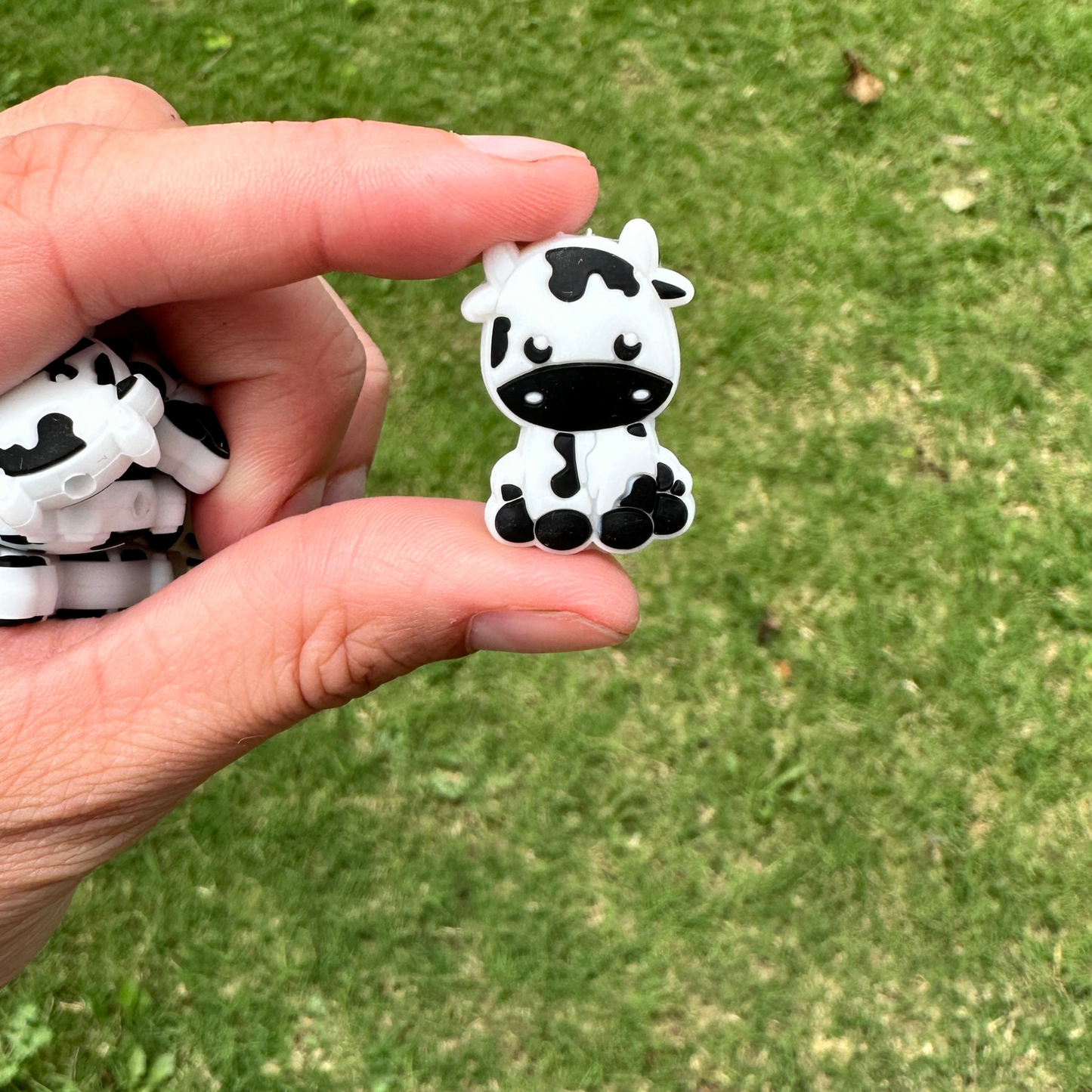 Cow Silicone Bead  |  Black | 12 pk