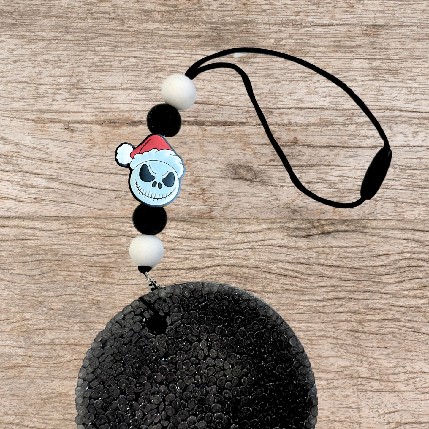 Santa Hat Skeleton Jack Halloween Christmas Skelling Silicone Focal Bead | 12pk