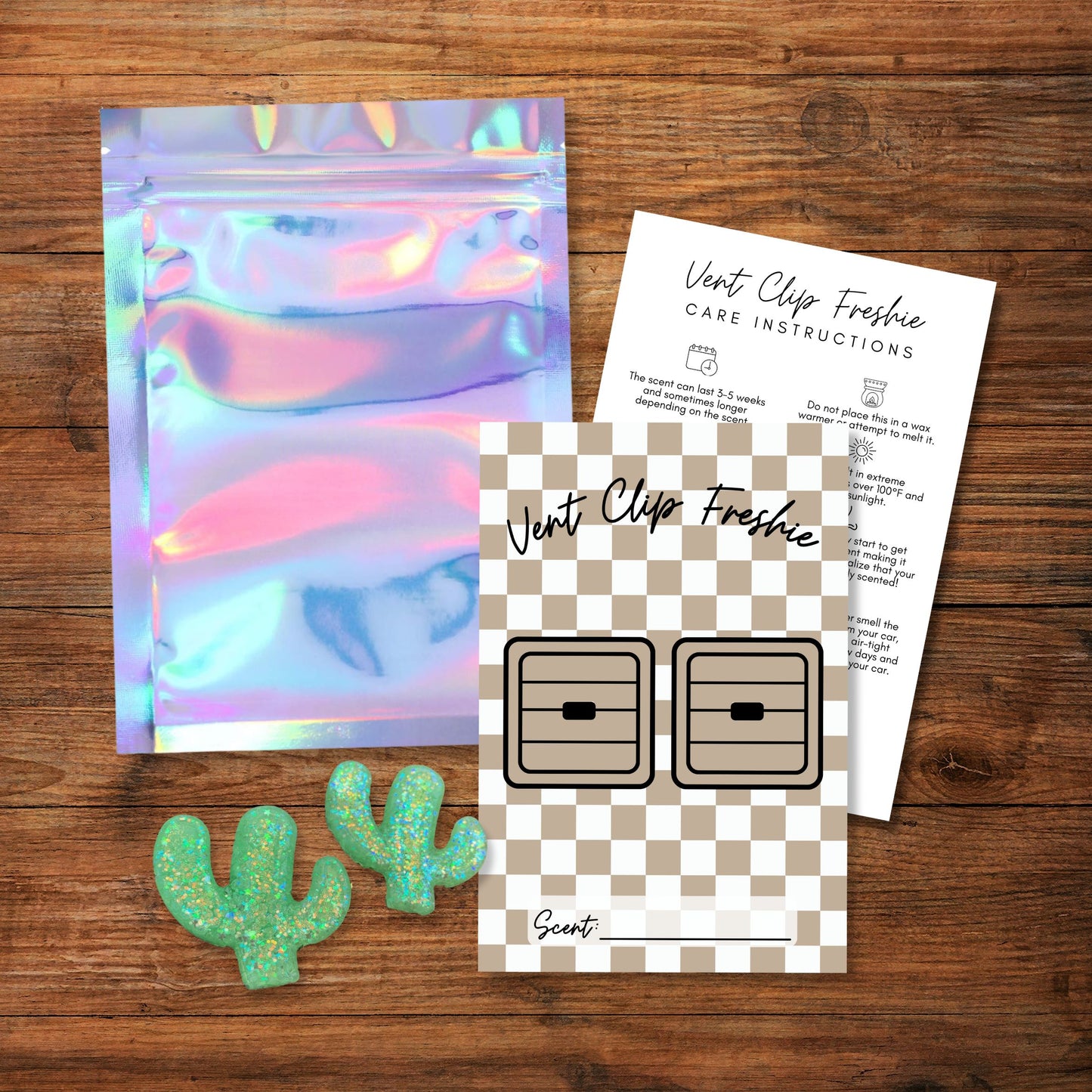 Vent Clip Freshie Package Insert Card with Card Instructions 4x6 - 50 Pack