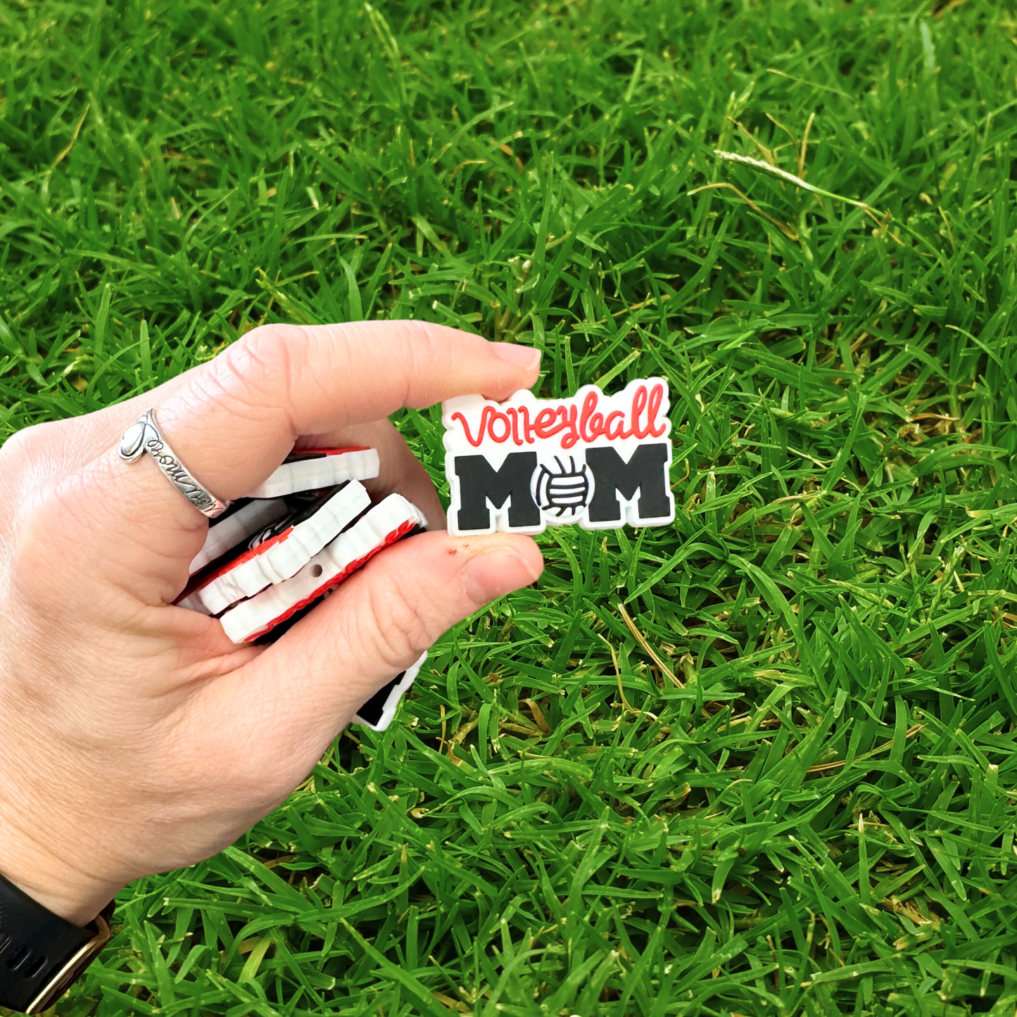 Volleyball Ball Mom Silicone Focal Bead | 12 Pack