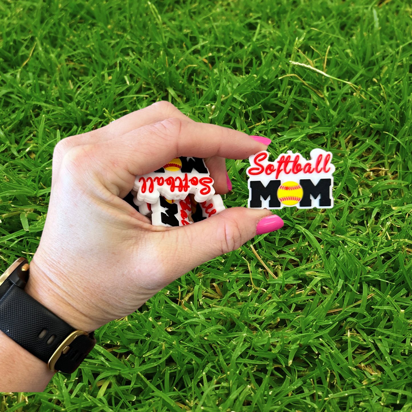Softball Mom Silicone Focal Bead | 12 Pack