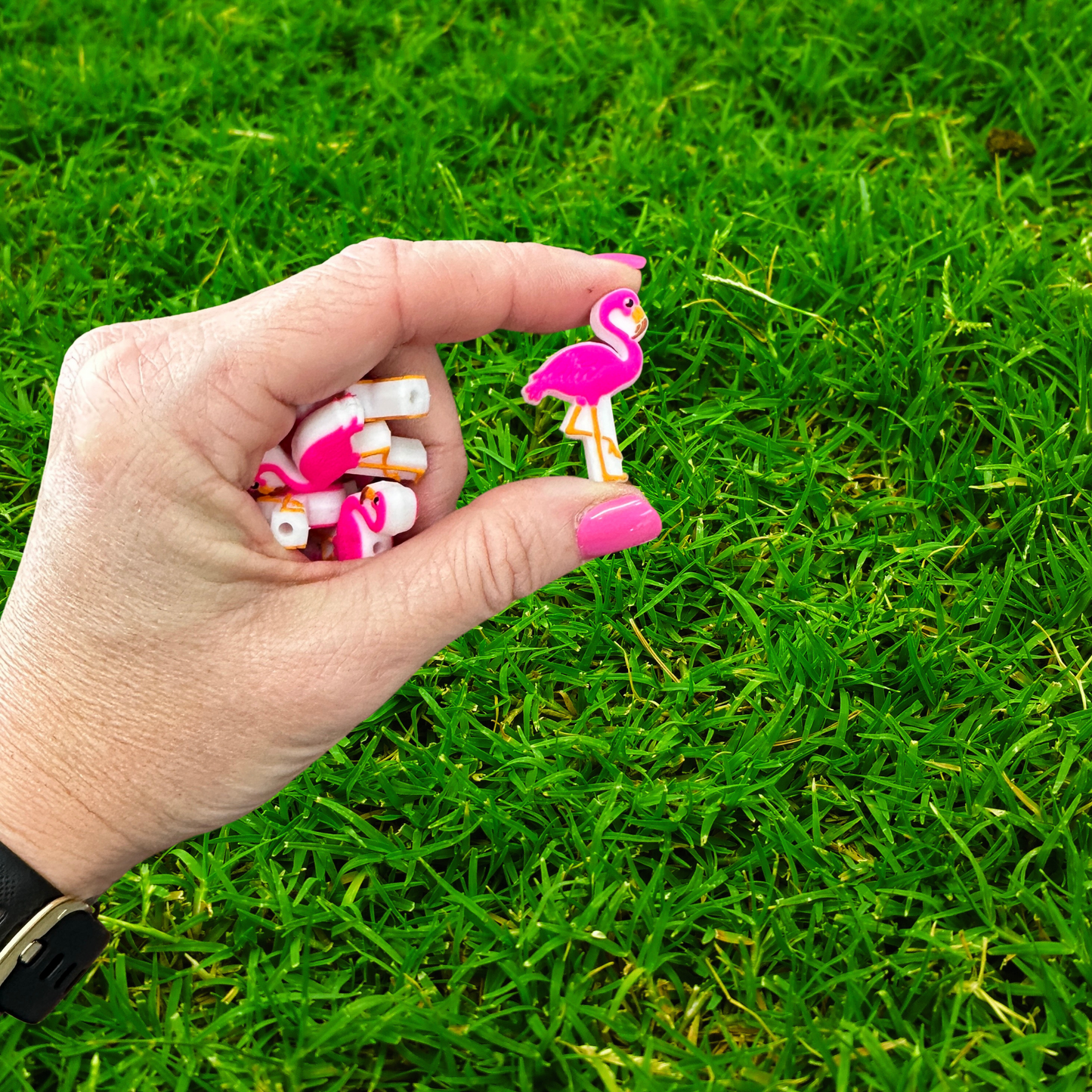 Pink Flamingo Silicone Focal Bead | 12 Pack