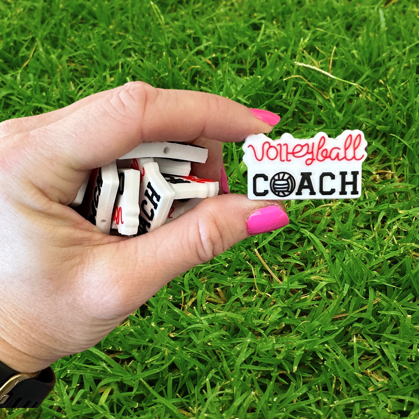 Volleyball Coach Silicone Focal Bead | 12 pack