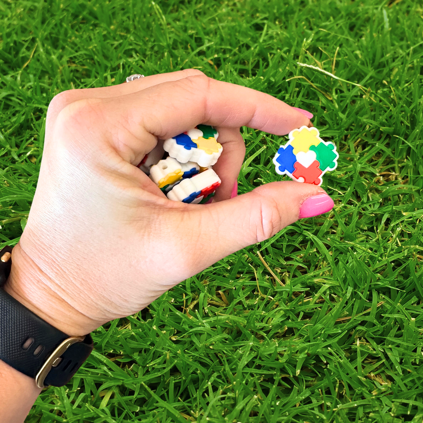 Autism Awareness Puzzle Silicone Focal Beads | 12 Pc Pack