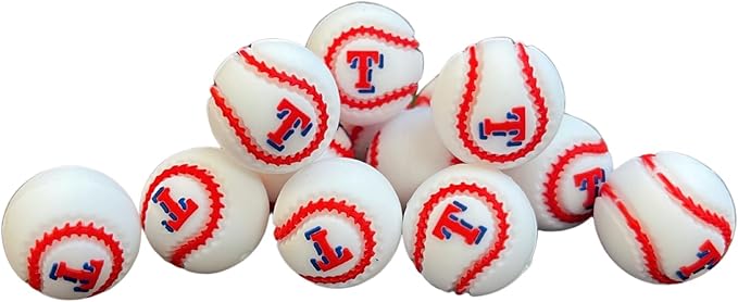 Baseball Shaped Silicone Focal Bead 12pk