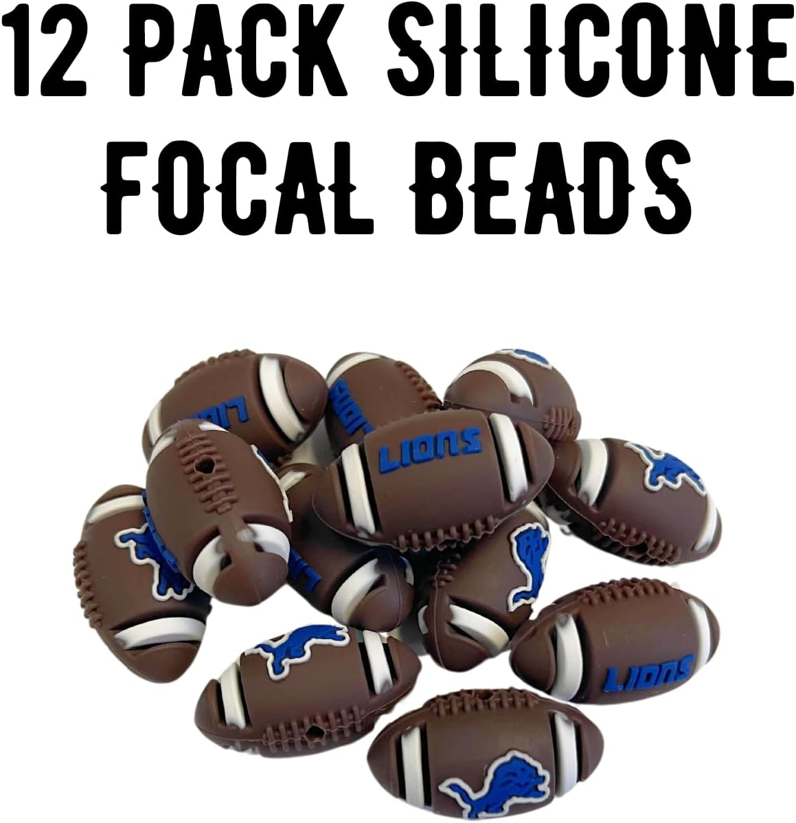 Football Shaped Logo Focal Beads 12 pk