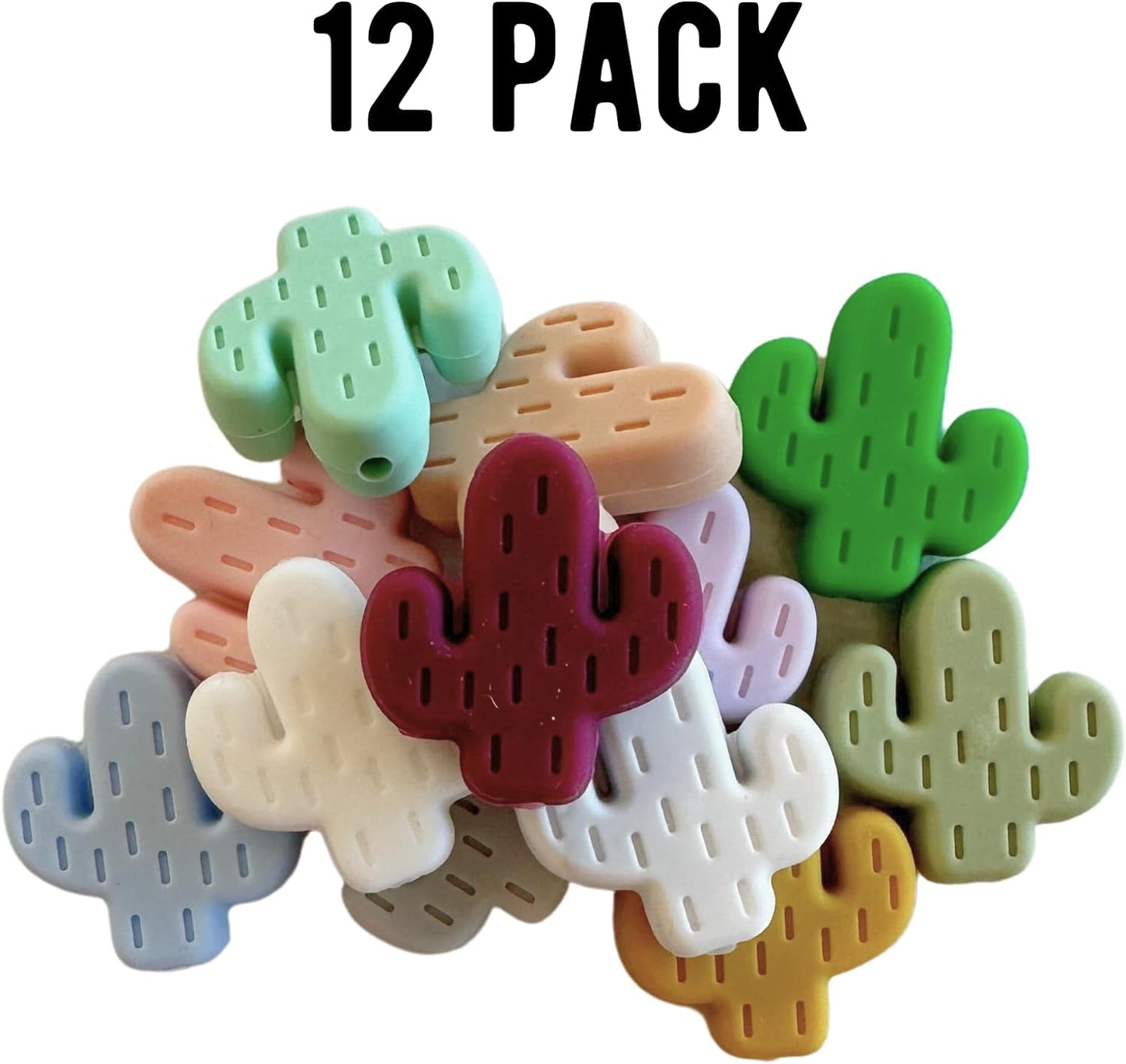 Cactus Focal Beads Silicone | 12 pk Mixed