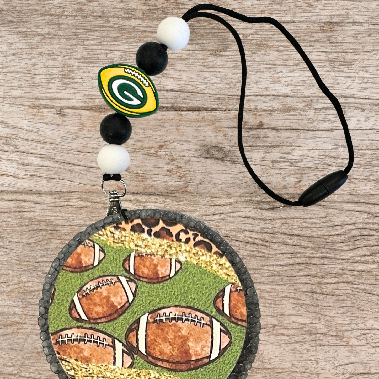 Green Pack Football Silicone Focal Bead Set Bay | 12 Pc