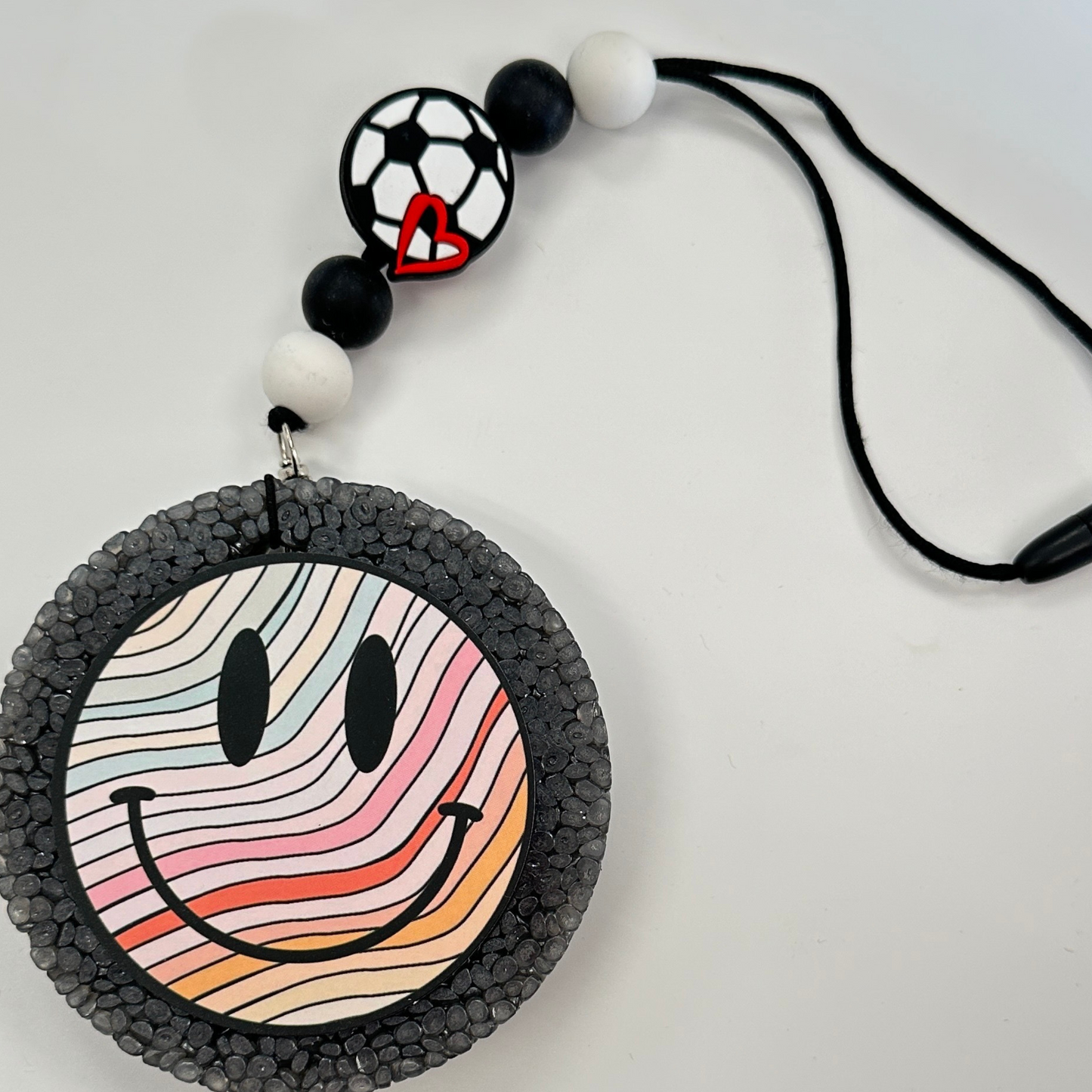 Soccer Ball with Heart Silicone Bead| 12 pk