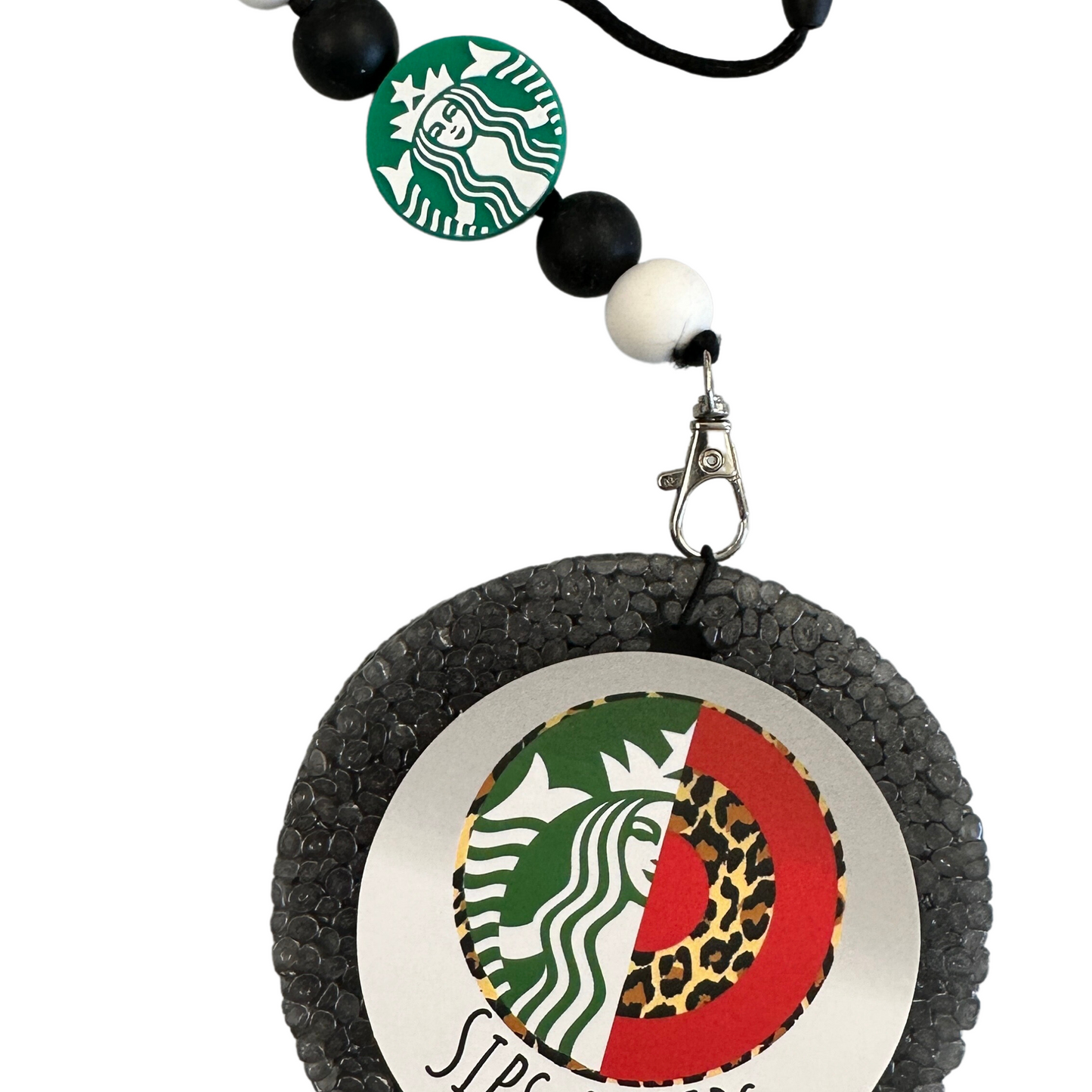 Coffee Green Logo Focal Beads Silicone | 12 pk Bulk Wholesale for Freshie String Hangers Beadable Pen Mermaid Circle Badge Clip