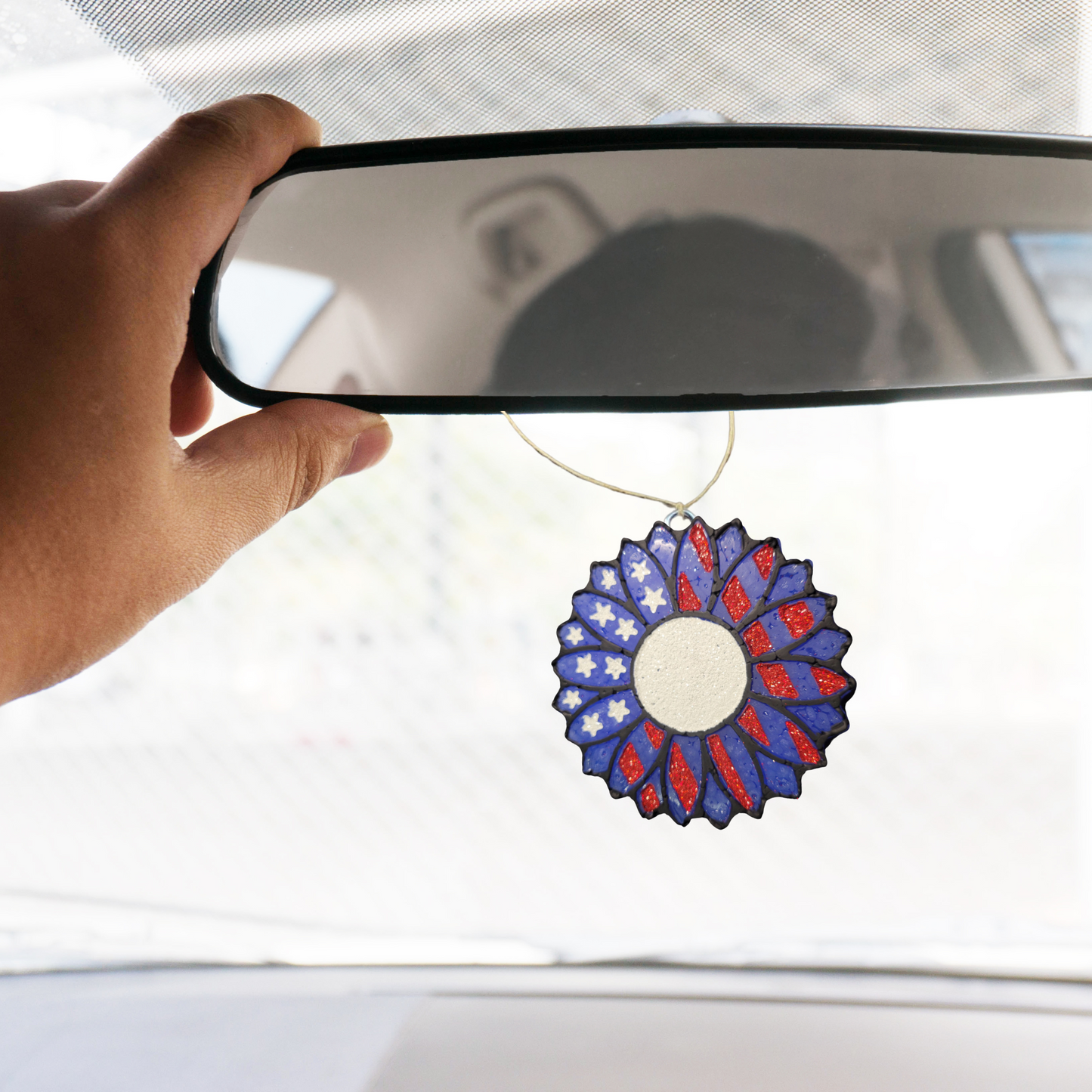 American Flag Sunflower Freshie Silicone Mold 4 x 4 x 0.8”