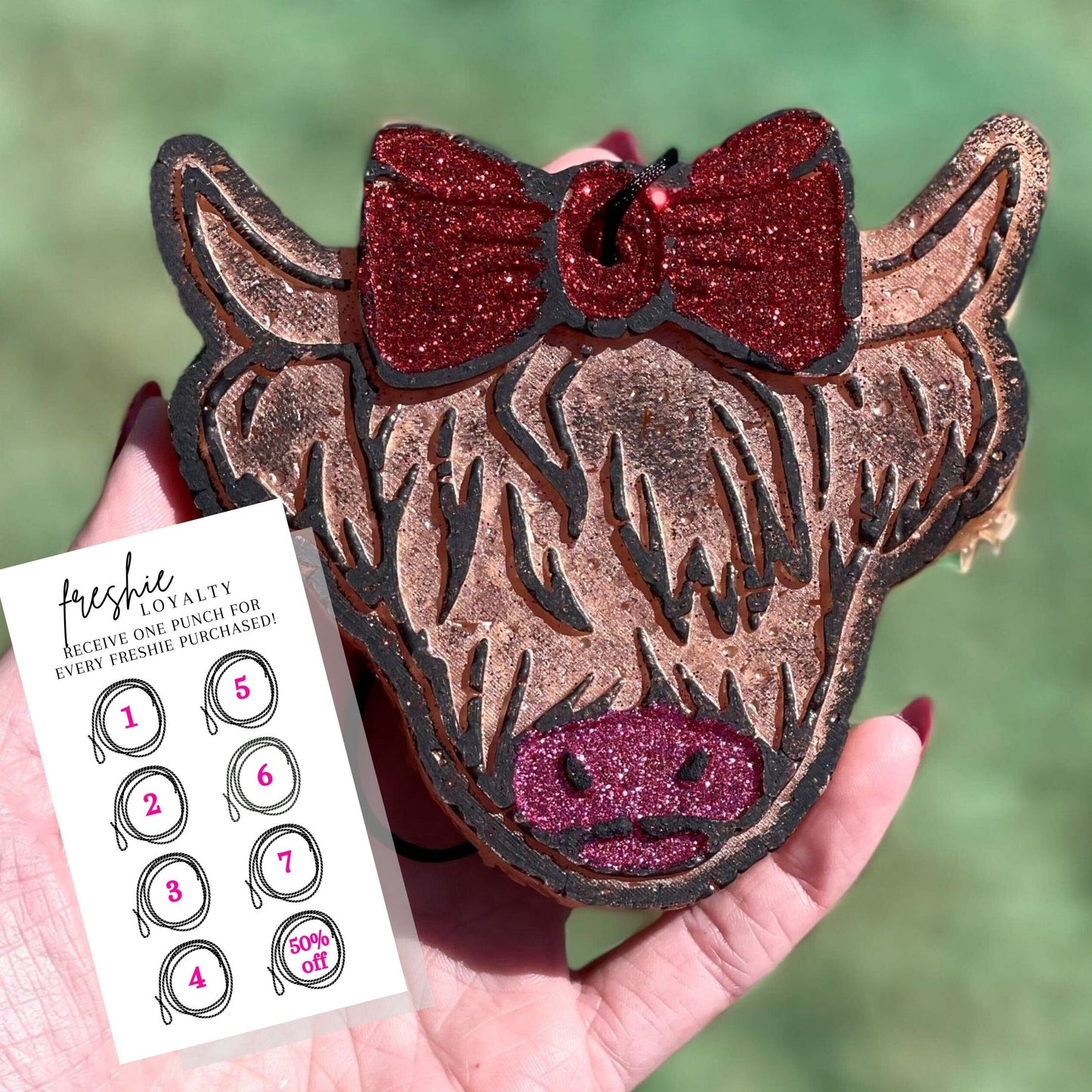 Freshie Loyalty Cards with Rope and Hot Pink | 50 Pack | 2" x 3.5" inches Business Card Size