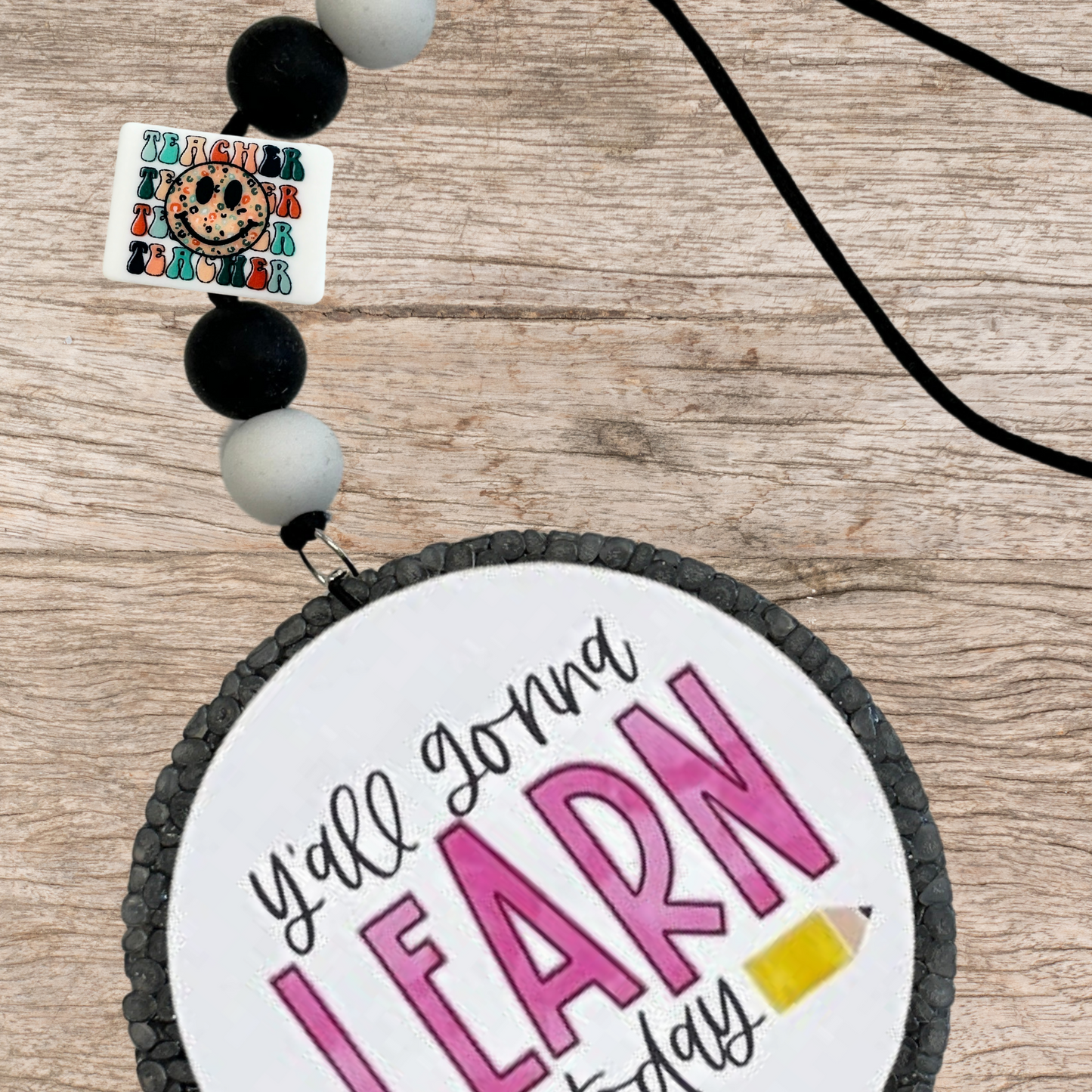 Teacher Smiley Face Silicone Focal Bead | 12 Pack