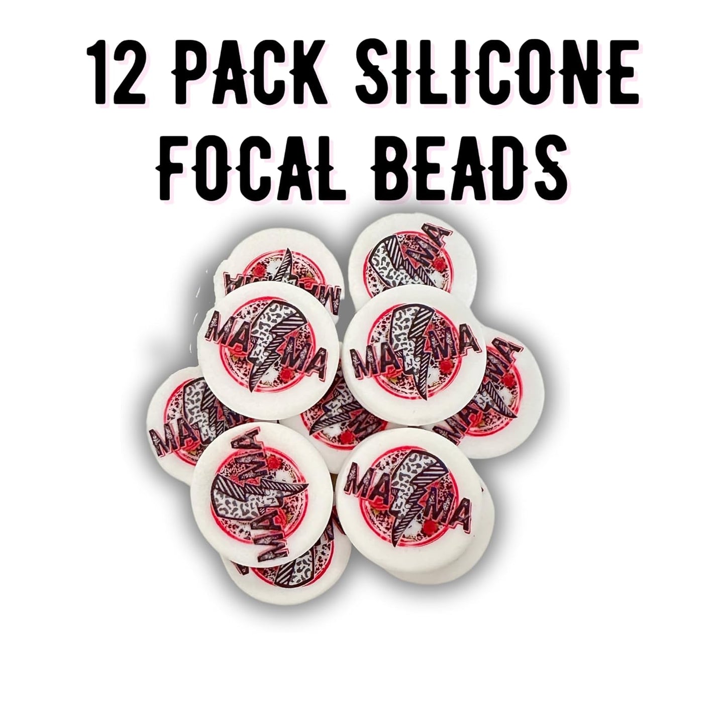 Mama Lightning Bolt Silicone Bead | 12 pk
