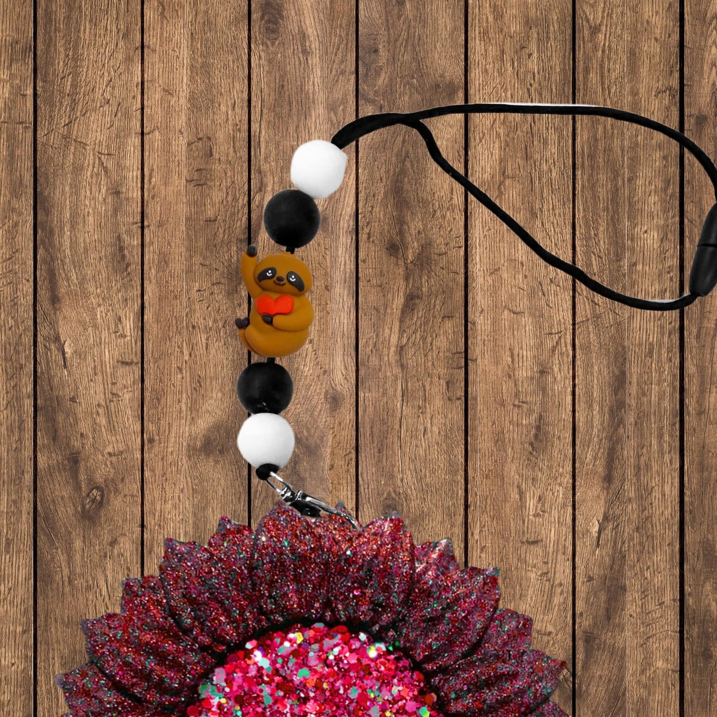 Sloth Holding a Heart 3D Silicone Focal Bead 12pk Bulk Zoo Animal Lover Slow Anxiety 2.8cm for Beadable Pen Keychain Freshie Accessories