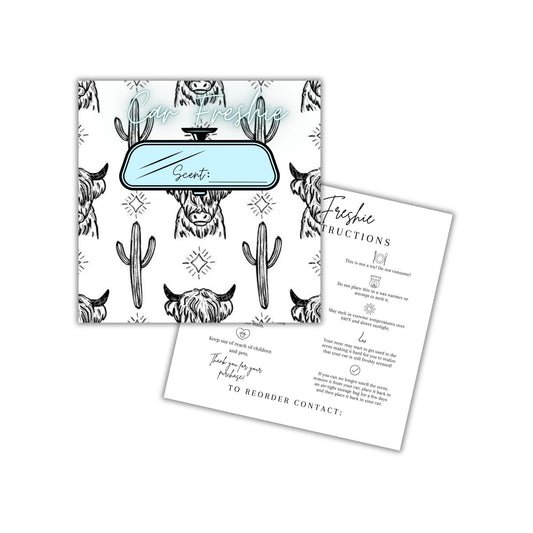 Freshie Bag Cardstock Insert 30pk 5.6x5.6” Ideal for 6” Square Holographic Bags Western Country Rounds Packaging with Care Instructions for Client Cards