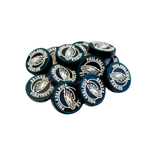 Philadelphia Focal Bead Sports Football Shaped 12pk 1.1” for Bulk Keychains Silicone Charm Beadable Pens Freshie Hangers Logo Circle Super