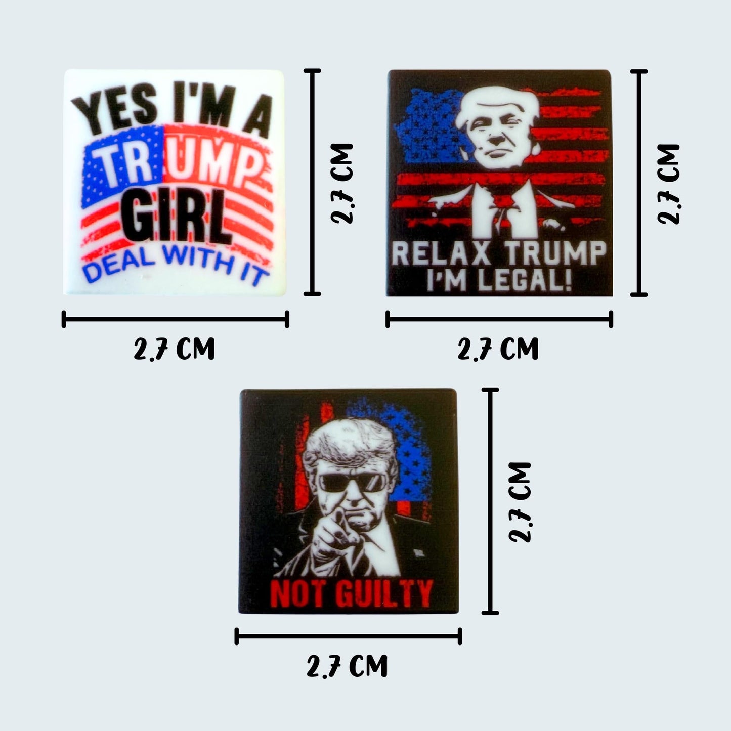 Trump Republican I’m a Trump Girl, Relax, Not Guilty Political Silicone Focal Bead 2.7cm 12pk 3 Designs 4 Each for Beadable Pens Freshie Hangers Right Elephant President