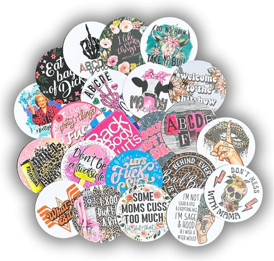 Inappropriate Mom Freshie Cardstock Cutout Rounds 3” inch | 12 pk Mixed Scented Aroma Beads for Car Freshie Mama Designs Inserts Cussing Middle Finger