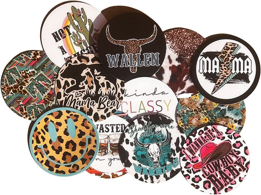 Freshie Western Cardstock Cutouts Rounds 3” inch for Freshies Random Mix | 12 pk | For Scented Aroma Beads Bake with Mold for Car Freshie Designs, Cow, Drip, Beer available Smiley, Mama, Bull Skull