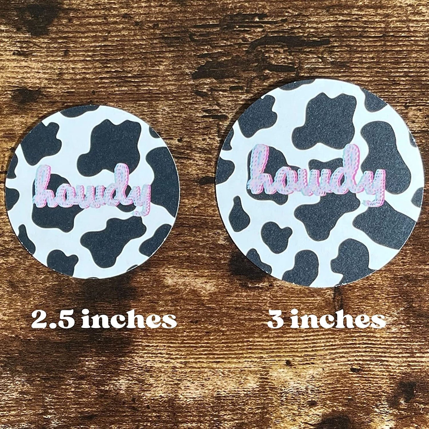 Howdy Cowhide Print Cardstock Cutouts for Freshies | 12 Pack | 3" Inch Circles | Freshie Supplies | Western Designs