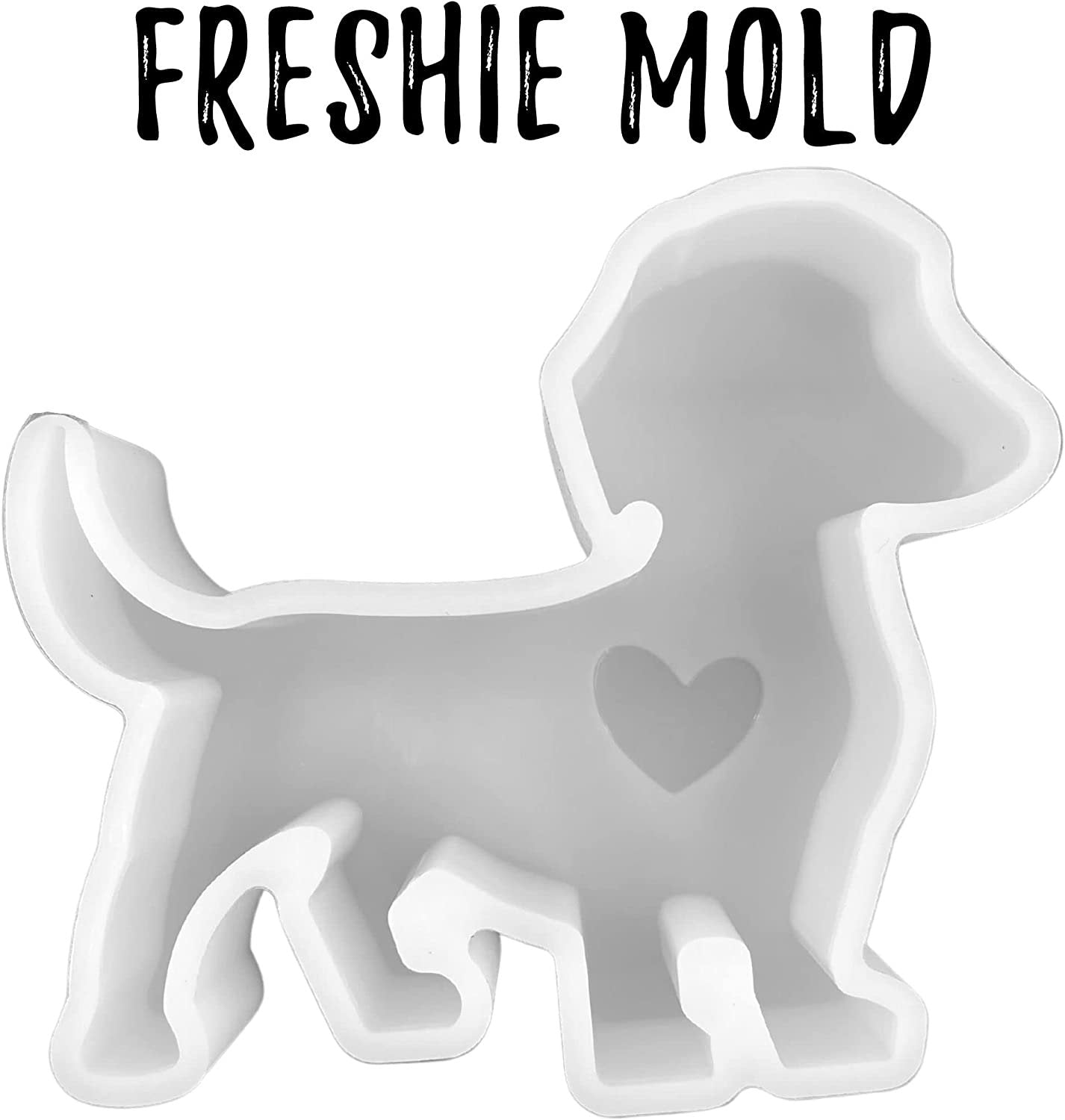 Dachshund Weiner Dog Heart Freshie Silicone Mold for Scented Aroma Beads 3.3” Tall x 3.9” Wide x 0.8” Deep Resin, Car Candle, Soap, Freshie Dog Mama Mom Paw Print Oven Safe Heat Resistant to 400 F